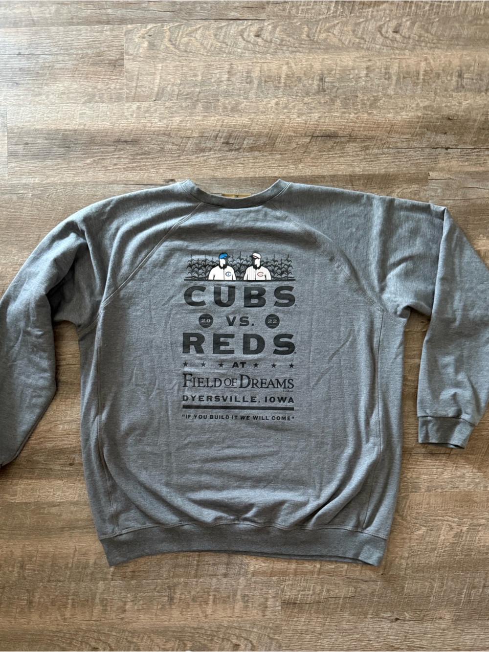 Gray Graphic Pullover Sweatshirt with Vintage Cubs vs Reds Print